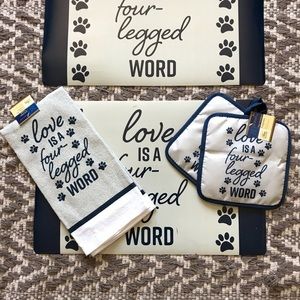 NWT 5pc LOVE IS A 4-LEGGED WORD towel potholder